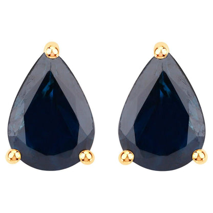 Blue Sapphire Stud Earrings 1.57 Carats 14K Yellow Gold