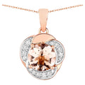 Morganite Flower Pendant With Diamonds 1.78 Carats 14K Rose Gold