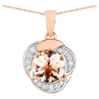 Morganite Flower Pendant With Diamonds 1.78 Carats 14K Rose Gold