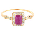 Ruby Ring With Diamonds 0.72 Carats 14K Yellow Gold