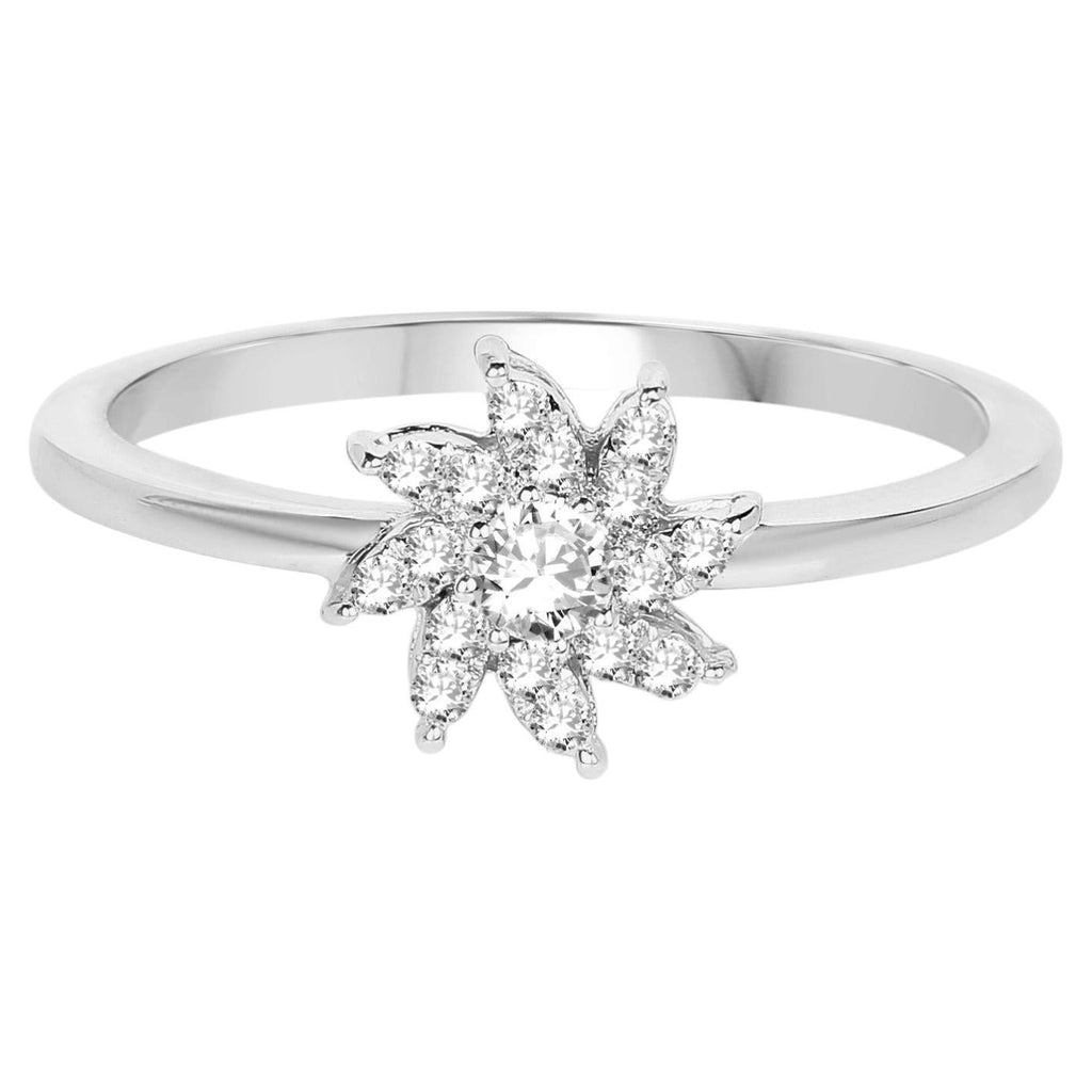 Diamond Flower Ring 0.14 Carats 14K White Gold