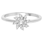 Diamond Flower Ring 0.14 Carats 14K White Gold