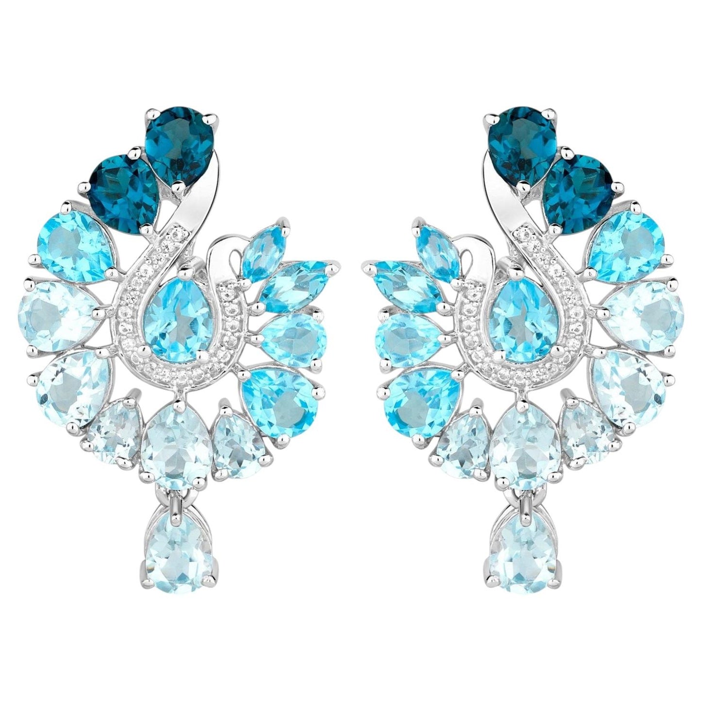 Natural Mixed Gemstones Earrings 8.14 Carats Sterling Silver