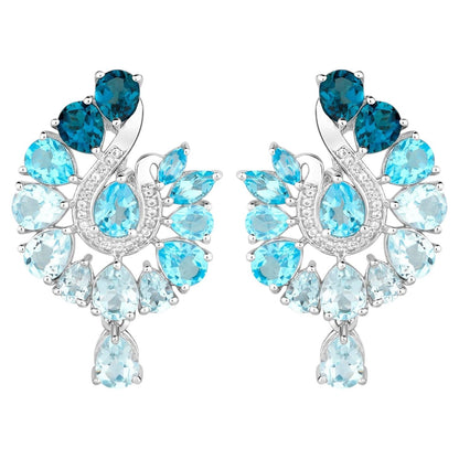 Natural Mixed Gemstones Earrings 8.14 Carats Sterling Silver