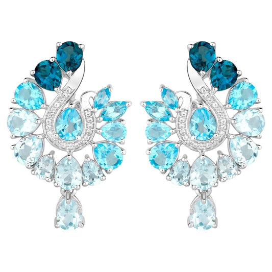 Natural Mixed Gemstones Earrings 8.14 Carats Sterling Silver