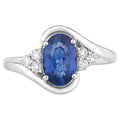 Blue Sapphire Ring With Diamonds 2.04 Carats 18K White Gold