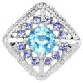 Blue Topaz Ring With Tanzanite 4.2 Carats Sterling Silver
