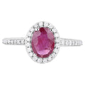 Ruby Ring With Diamonds 1.7 Carats 14K White Gold