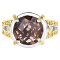Smoky Quartz Ring With Yellow Diamond 3.26 Carats Sterling Silver