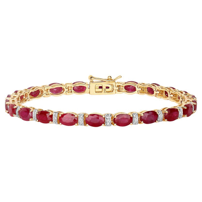 Natural Ruby Bracelet With Diamonds 11.6 Carats 14K Yellow Gold