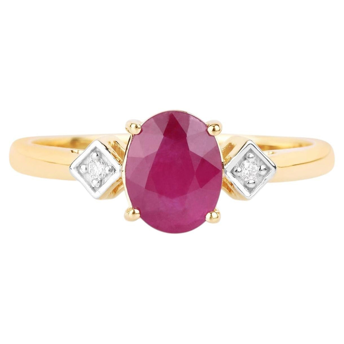 Ruby Ring With Diamonds 1.2 Carats 14K Yellow Gold