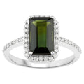 Green Tourmaline Ring With Diamonds 2.3 Carats 14K White Gold