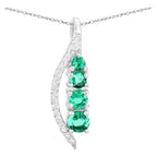 Zambian Emerald Pendant With Diamonds 0.26 Carats 14K White Gold