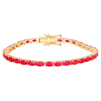 Ruby Bracelet 9.16 Carats 10K Yellow Gold