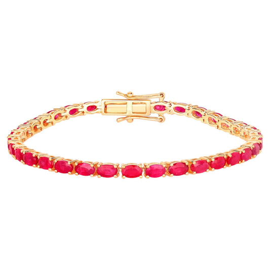 Ruby Bracelet 9.16 Carats 10K Yellow Gold