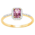 Pink Sapphire Ring With Diamonds 0.88 Carats 14K Yellow Gold