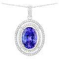 Natural Tanzanite Pendant With Diamonds 4.88 Carats 14K White Gold