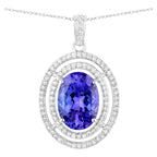 Natural Tanzanite Pendant With Diamonds 4.88 Carats 14K White Gold
