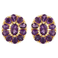 Floral Earrings Amethyst 3.82 Carats 18K Yellow Gold Plated Silver