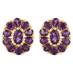 Floral Earrings Amethyst 3.82 Carats 18K Yellow Gold Plated Silver