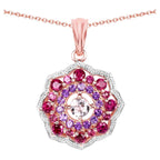 Morganite Pendant With Rhodolite Garnet 2.24 Carats Gold Plated Silver