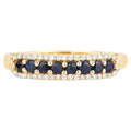 Blue Sapphire Ring With Diamonds 0.4 Carats 14K Yellow Gold
