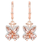 Morganite Dangle Earrings 1.86 Carats 18K Rose Gold Plated Silver