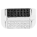 Diamond Cluster Ring Black White Sterling Silver