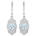 Aquamarine Earrings With White Topaz 0.92 Carats Sterling Silver
