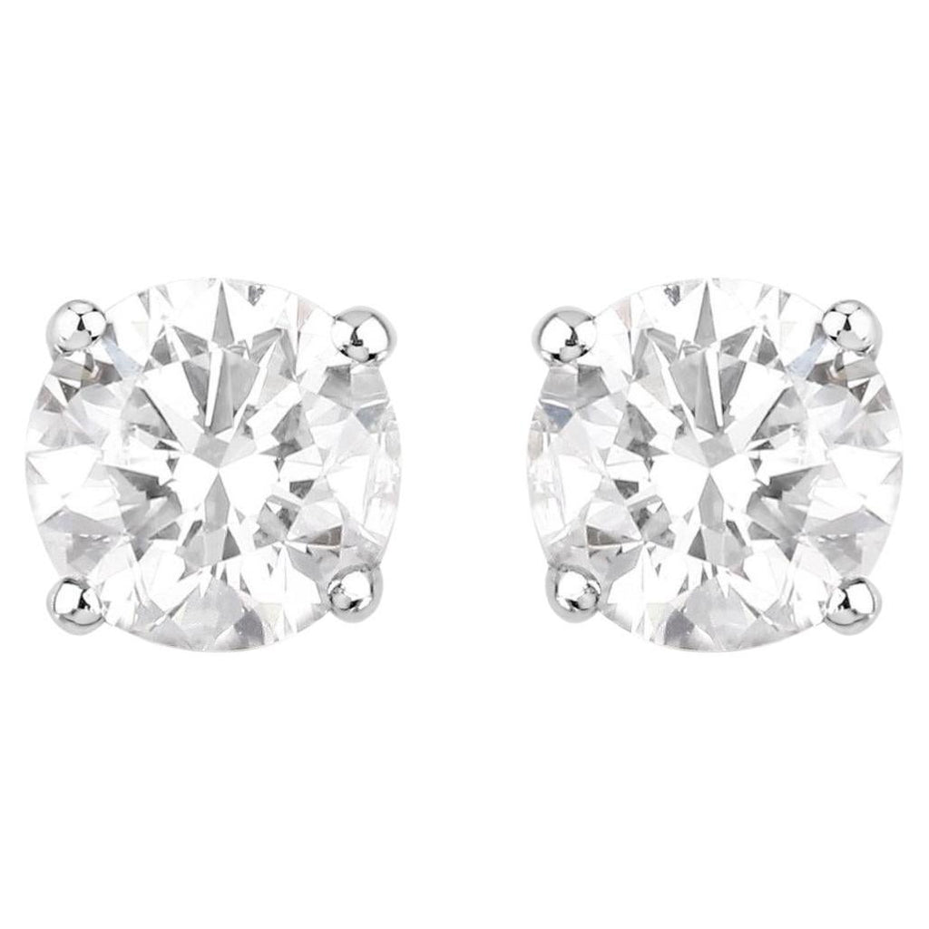 Diamond Stud Earrings 0.52 Carats 14K White Gold