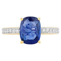 Blue Sapphire Ring With Diamonds 2.44 Carats 18K Yellow Gold