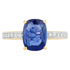Blue Sapphire Ring With Diamonds 2.44 Carats 18K Yellow Gold