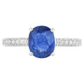Blue Sapphire Ring With Diamonds 2.6 Carats 18K White Gold