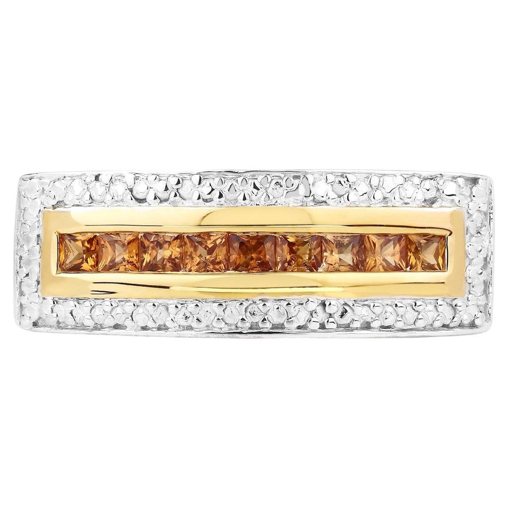 Orange Sapphire Ring 1.06 Carats Gold Plated Silver