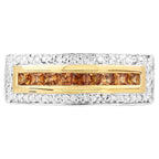 Orange Sapphire Ring 1.06 Carats Gold Plated Silver