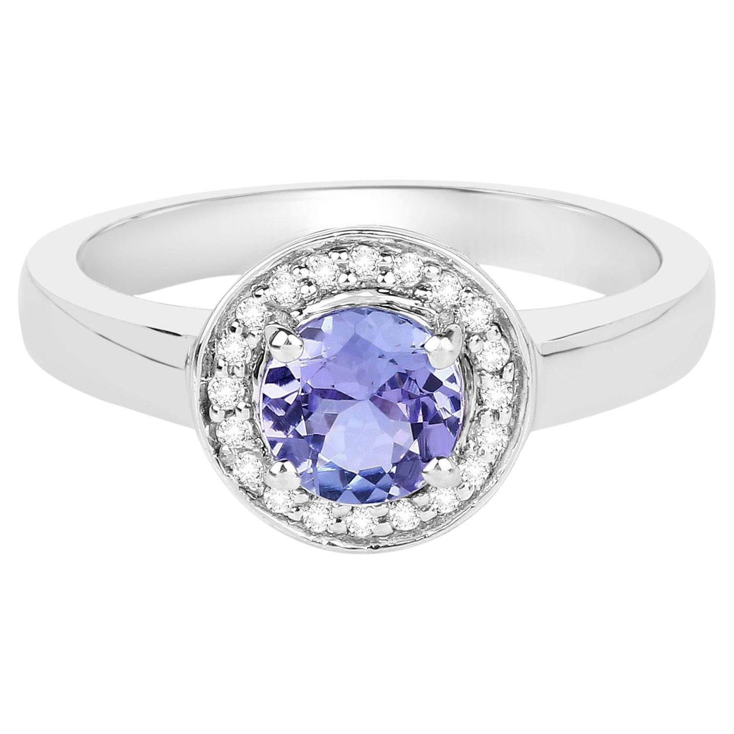 Tanzanite Ring With White Topaz 1.02 Carats Sterling Silver