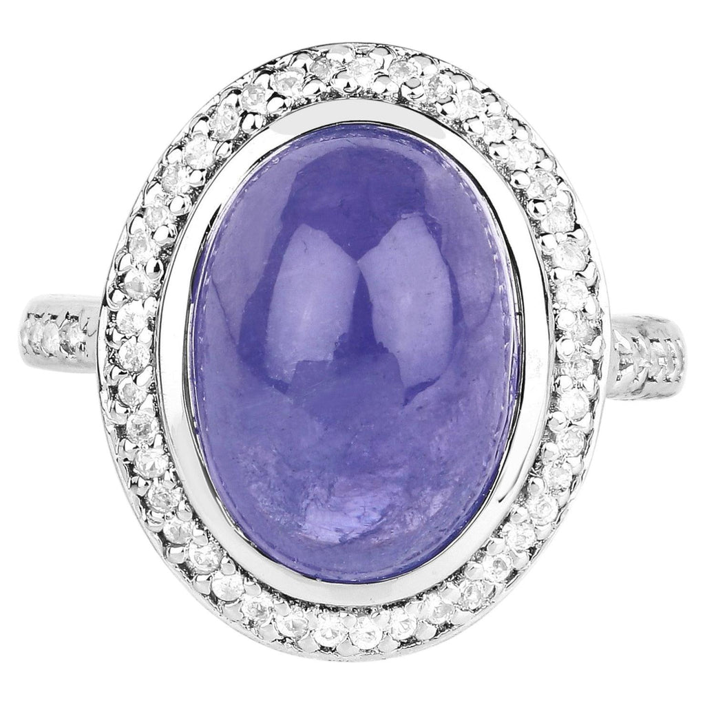 Tanzanite Ring With White Topaz 8.22 Carats Sterling Silver