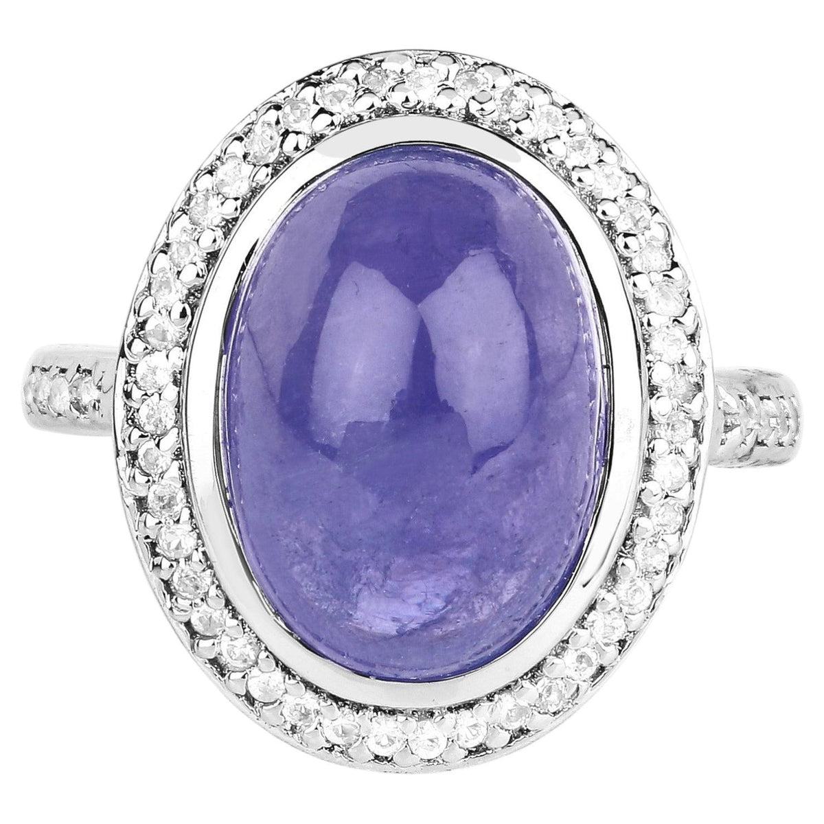 Tanzanite Ring With White Topaz 8.22 Carats Sterling Silver