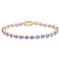Tanzanite Tennis Bracelet Diamonds 6.9 Carats 14K Yellow Gold