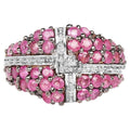 Ruby Cross Ring 1.66 Carats Gold Plated Silver