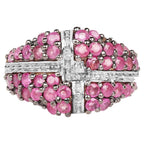 Ruby Cross Ring 1.66 Carats Gold Plated Silver