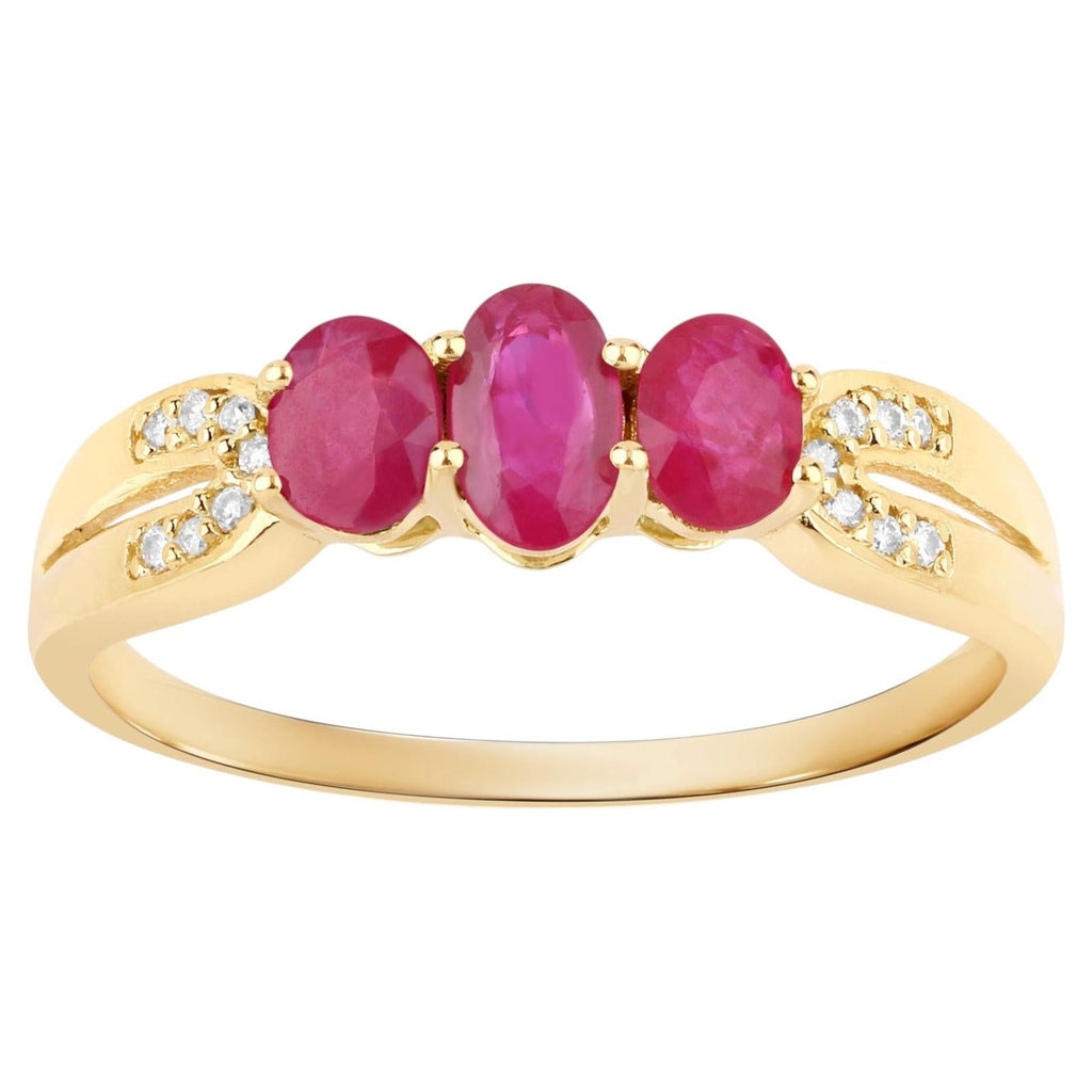 Ruby Ring With Diamonds 0.88 Carats 14K Yellow Gold