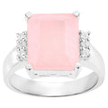 Rose Quartz Ring With White Topaz 5.7 Carats Sterling Silver