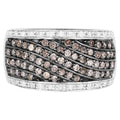 Champagne Diamond Wave Ring With White Diamonds 0.78 Carats Sterling Silver
