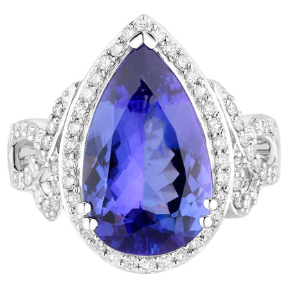 Tanzanite Ring Diamonds 5.75 Carats 14K White Gold