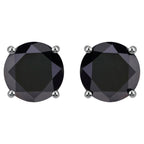 Black Diamond Stud Earrings 4.25 Carats 14K White Gold