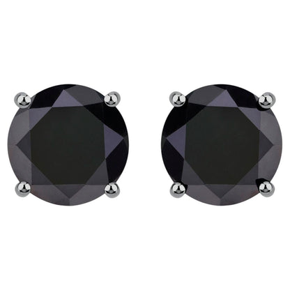 Black Diamond Stud Earrings 4.25 Carats 14K White Gold