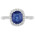 Blue Sapphire Ring With Diamonds 2.32 Carats 18K White Gold