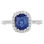 Blue Sapphire Ring With Diamonds 2.32 Carats 18K White Gold