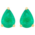 Zambian Emerald Stud Earrings 1.2 Carats 14K Yellow Gold